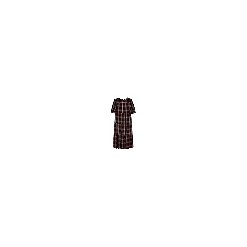 탑샵 BURGUNDY CHUCK ON CHECK MIDI DRESS