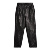 BLACK REAL LEATHER PEG TROUSERS