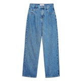 MID BLUE PLEAT DAD JEANS