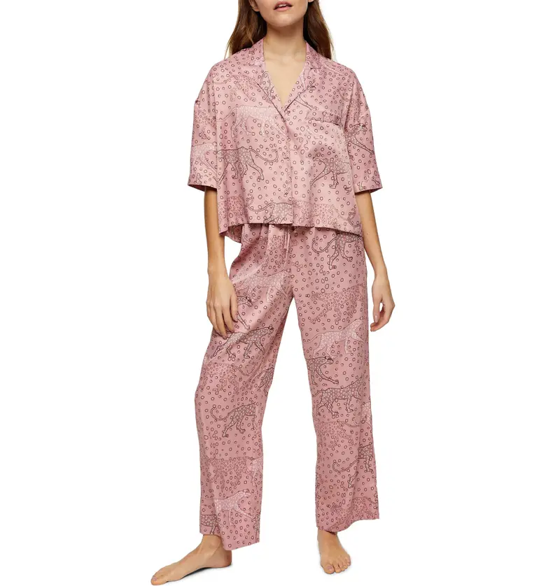 Topshop Chloe Animal Print Pajamas_PINK