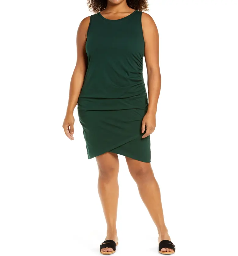 Treasure & Bond Ruched Sleeveless Jersey Dress_GREEN PARK