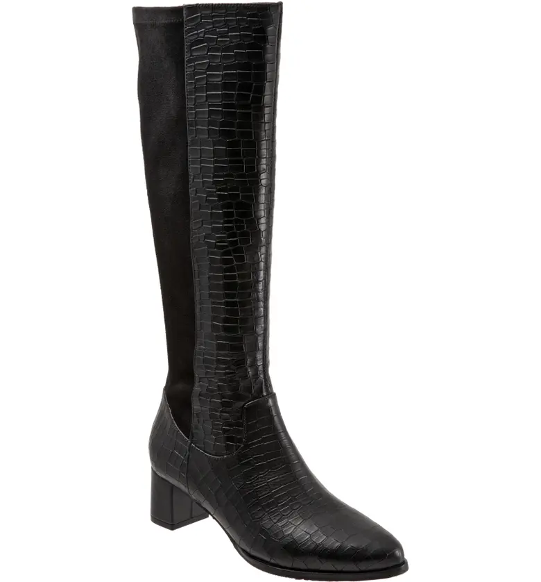 Trotters Kirby Knee High Boot_BLACK CROC PRINT LEATHER
