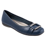 Trotters Sizzle Signature Flat_NAVY EMBOSSED FABRIC