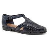 Trotters Leatha Open Weave Skimmer Flat_NAVY LEATHER