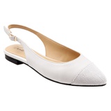 Trotters Halsey Slingback Flat_WHITE LEATHER