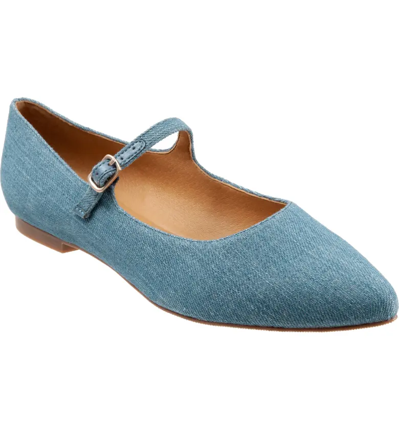 Trotters Hester Mary Jane Flat_LIGHT BLUE FABRIC