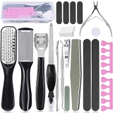 TT-Fantastic Professional Pedicure Kit foot rasp foot file - 20 in 1 Stainless Steel Foot File Exfoliating Prevent and Callus Clean Feet Dead Skin Tools Set, Foot Care Kit for Wome