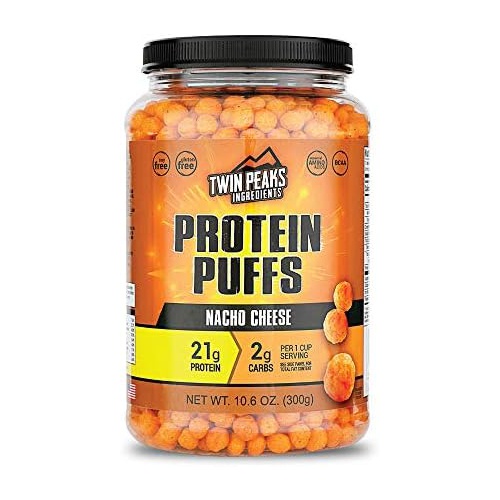  TWIN PEAKS INGREDIENTS Twin Peaks Low Carb, Keto Friendly Protein Puffs, Nacho Cheese (300g, 21g Protein, 2g Carbs)