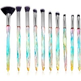 Tenmon Makeup Eye Brush Set, 10 New Diamond Handle Eye Shadow Eyeliner Blend Anti-Wrinkle Makeup Brushes, Professional Cosmetic Eyebrow Makeup Tools (green)