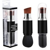 Dual Ended Retractable Makeup Brush, Tenmon Cosmetic Beauty Makeup Minerals Powder Brush Travel Retractable Kabuki Brush, Foudation Blush Brush Cosmetic Tool