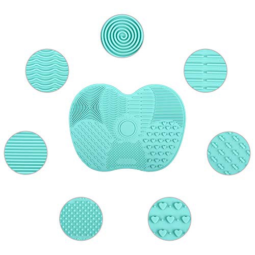  Tenmon Makeup Brush Cleaning Mat, Silicone, Suction Cup Portable Makeup Brush Cleaning Tool, 2 Colors, Small (Green)