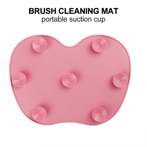  Makeup Brush Cleaning Mat Tenmon, Silicone Suction Cup Portable Makeup Brush Cleaning Tool,Medium(Rose Red)