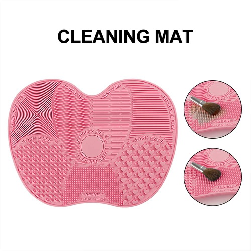  Makeup Brush Cleaning Mat Tenmon, Silicone Suction Cup Portable Makeup Brush Cleaning Tool,Medium(Rose Red)