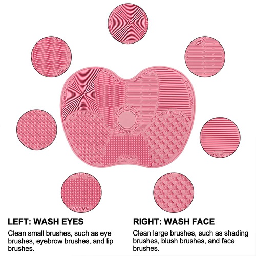  Makeup Brush Cleaning Mat Tenmon, Silicone Suction Cup Portable Makeup Brush Cleaning Tool,Medium(Rose Red)