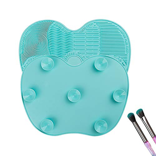  Makeup Brush Cleaning Mat Tenmon, Silicone Suction Cup Portable Makeup Brush Cleaning Tool,Medium，3 Colors (Green)