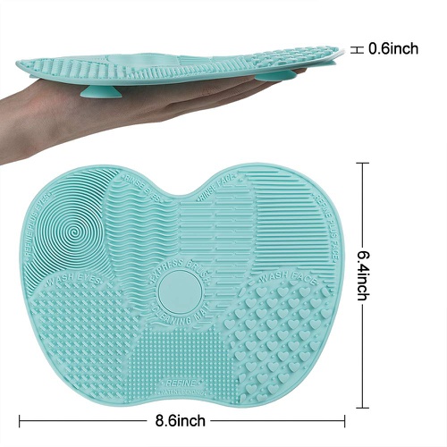  Makeup Brush Cleaning Mat Tenmon, Silicone Suction Cup Portable Makeup Brush Cleaning Tool,Medium，3 Colors (Green)