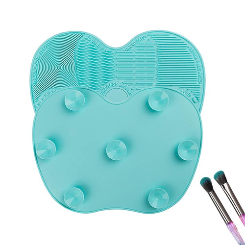  Makeup Brush Cleaning Mat Tenmon, Silicone Suction Cup Portable Makeup Brush Cleaning Tool,Medium，3 Colors (Green)