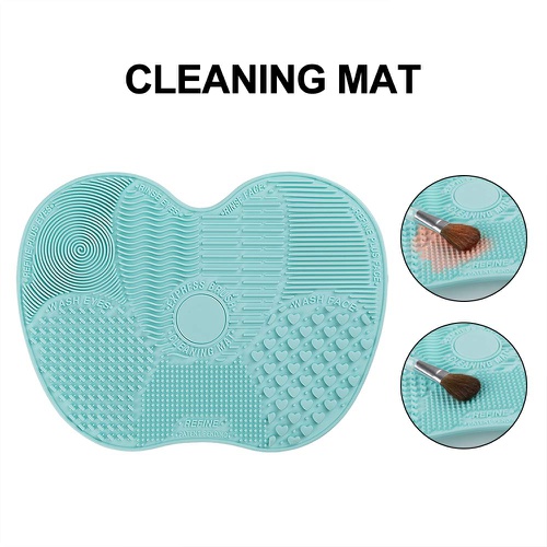  Makeup Brush Cleaning Mat Tenmon, Silicone Suction Cup Portable Makeup Brush Cleaning Tool,Medium，3 Colors (Green)