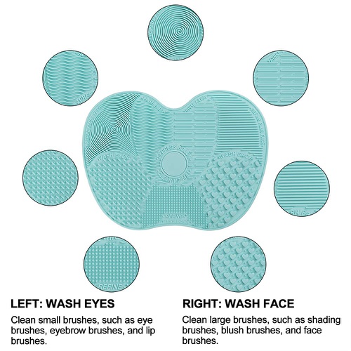  Makeup Brush Cleaning Mat Tenmon, Silicone Suction Cup Portable Makeup Brush Cleaning Tool,Medium，3 Colors (Green)