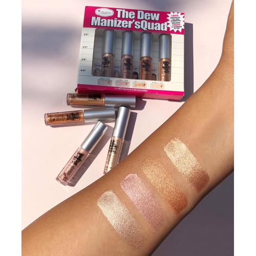  theBalm Dew Manizers Quad Liquid Highlighter, All-Over Illuminator, Long-Lasting, Glow Skin, Highly Pigmented, Natural, Set of 4 Multicolor 0.284 oz