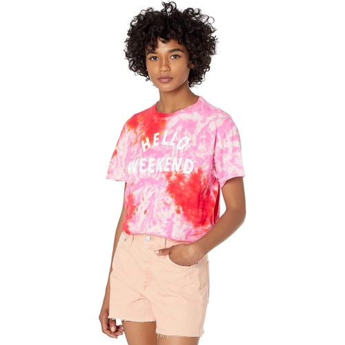  The Original Retro Brand Hello Weekend Tie-Dye Raw Edge Slightly Crop Tee