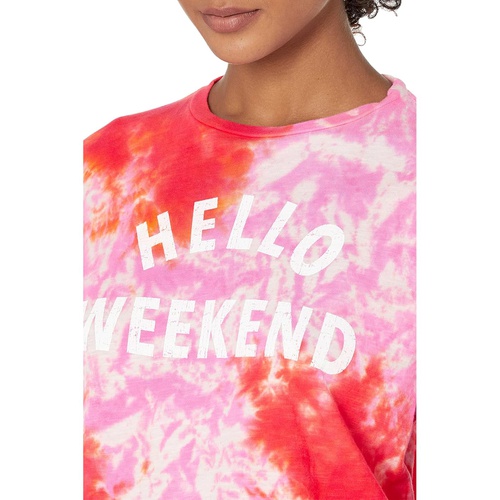  The Original Retro Brand Hello Weekend Tie-Dye Raw Edge Slightly Crop Tee