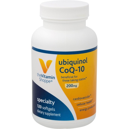  The Vitamin Shoppe Ubiquinol CoQ10 200mg Beneficial for Those Taking Statins  Supports Heart Cellular Health and Healthy Energy Production, Essential Antioxidant  Once Daily (120