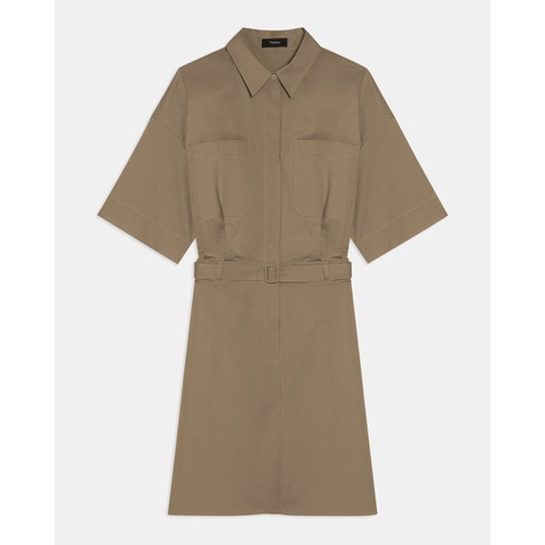 띠어리 Theory Belted Shirt Dress in Stretch Cotton Twill