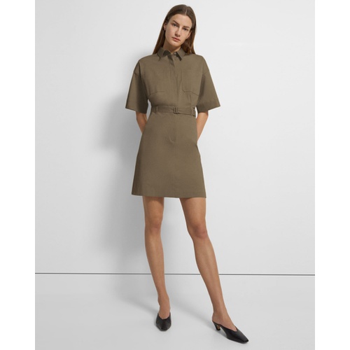 띠어리 Theory Belted Shirt Dress in Stretch Cotton Twill