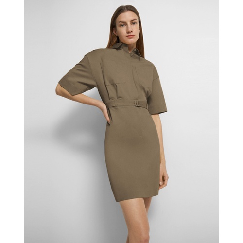 띠어리 Theory Belted Shirt Dress in Stretch Cotton Twill