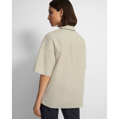띠어리 Theory Twist Short-Sleeve Shirt in Cotton Melange