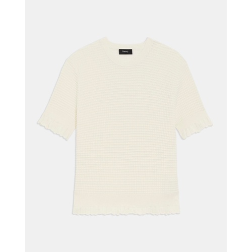 띠어리 Theory Short-Sleeve Sweater in Cotton Blend