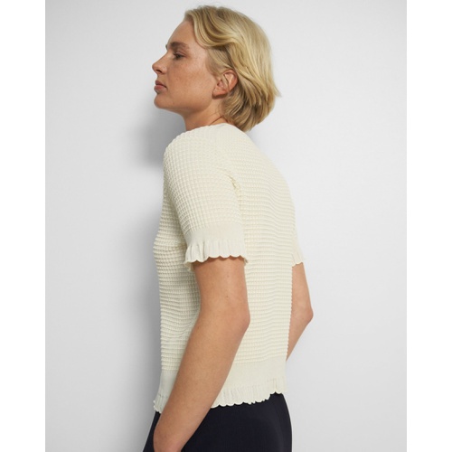 띠어리 Theory Short-Sleeve Sweater in Cotton Blend