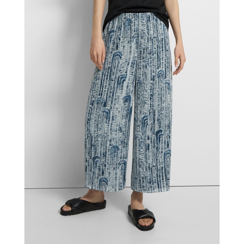 띠어리 Theory Easy Wide Pull-On Pant in Block Printed Silk