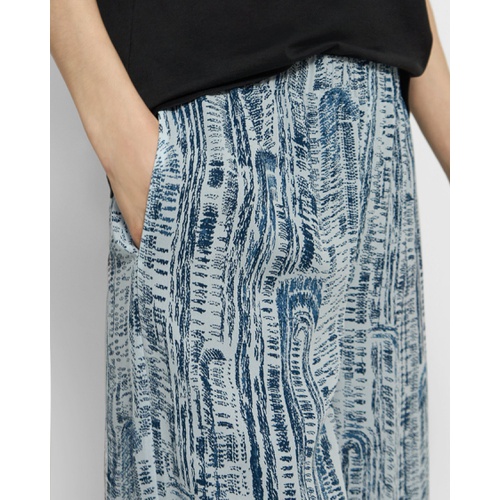 띠어리 Theory Easy Wide Pull-On Pant in Block Printed Silk