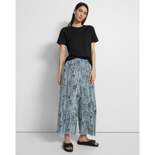 띠어리 Theory Easy Wide Pull-On Pant in Block Printed Silk