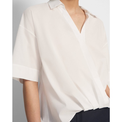 띠어리 Theory Twist Short-Sleeve Shirt in Cotton Melange