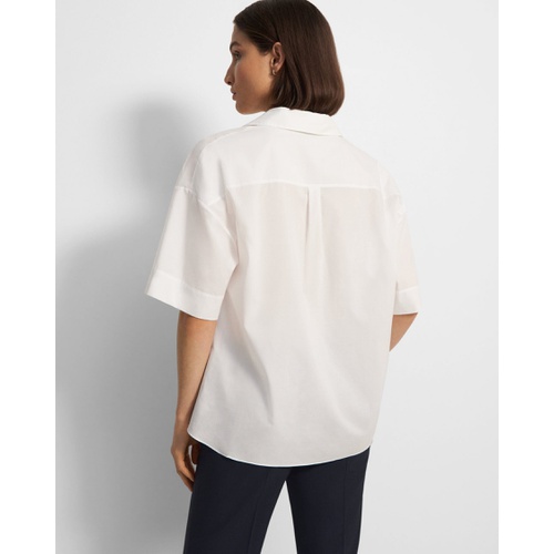 띠어리 Theory Twist Short-Sleeve Shirt in Cotton Melange