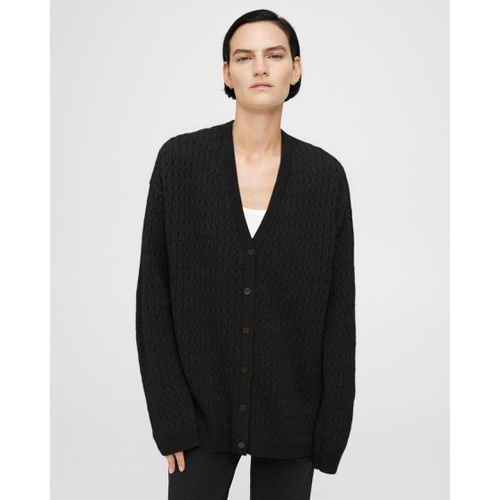 띠어리 Theory Oversized Cable Knit Cardigan in Felted Wool-Cashmere