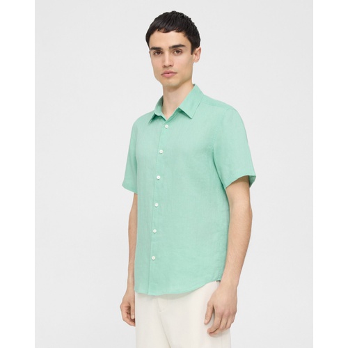 띠어리 Irving Short-Sleeve Shirt in Relaxed Linen