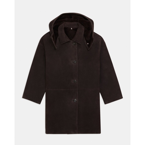 띠어리 Hooded Reversible Coat in Shearling