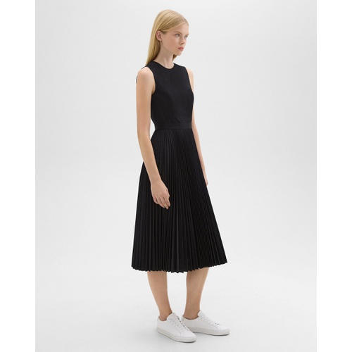 띠어리 Pleated Midi Dress in Sleek Poplin