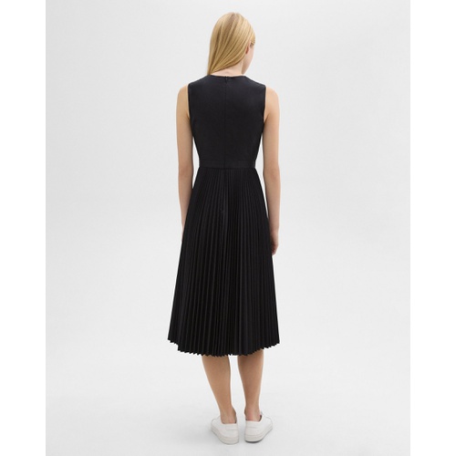 띠어리 Pleated Midi Dress in Sleek Poplin