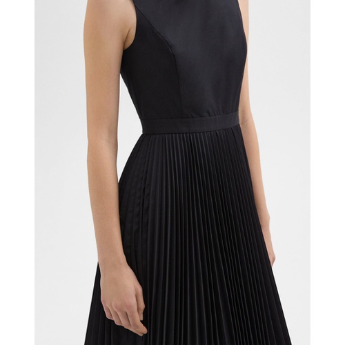 띠어리 Pleated Midi Dress in Sleek Poplin