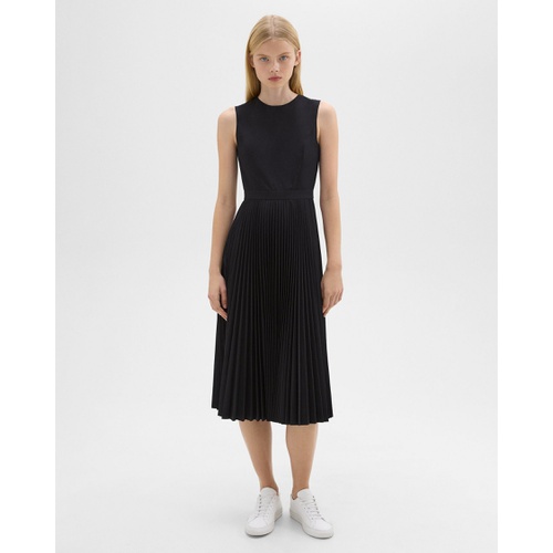 띠어리 Pleated Midi Dress in Sleek Poplin