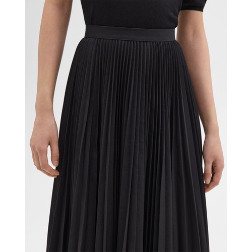 띠어리 Pleated Midi Skirt in Sleek Poplin