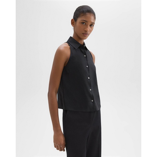 띠어리 Halter Neck Shirt in Linen-Viscose