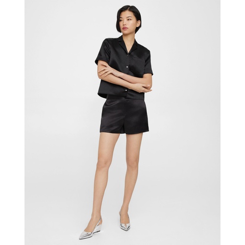 띠어리 High-Waist Short in Bonded Satin