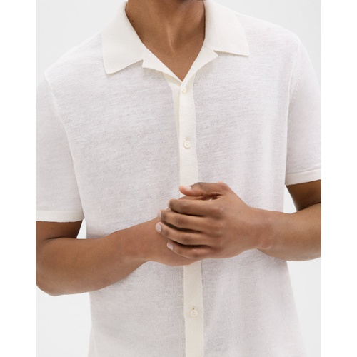 띠어리 Camp Collar Shirt in Cotton-Linen