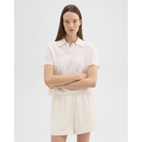 Cropped Polo in Linen-Viscose